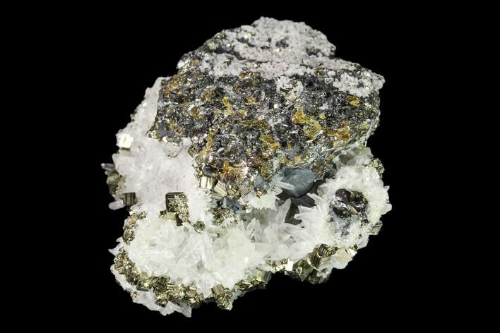 Quartz and Cubic Pyrite Crystal Association - Peru #149585